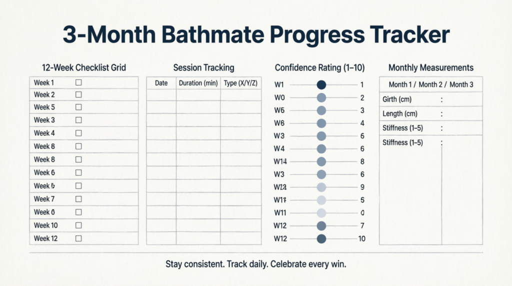 Free 3-month Bathmate progress tracker printable PDF for tracking consistency and results